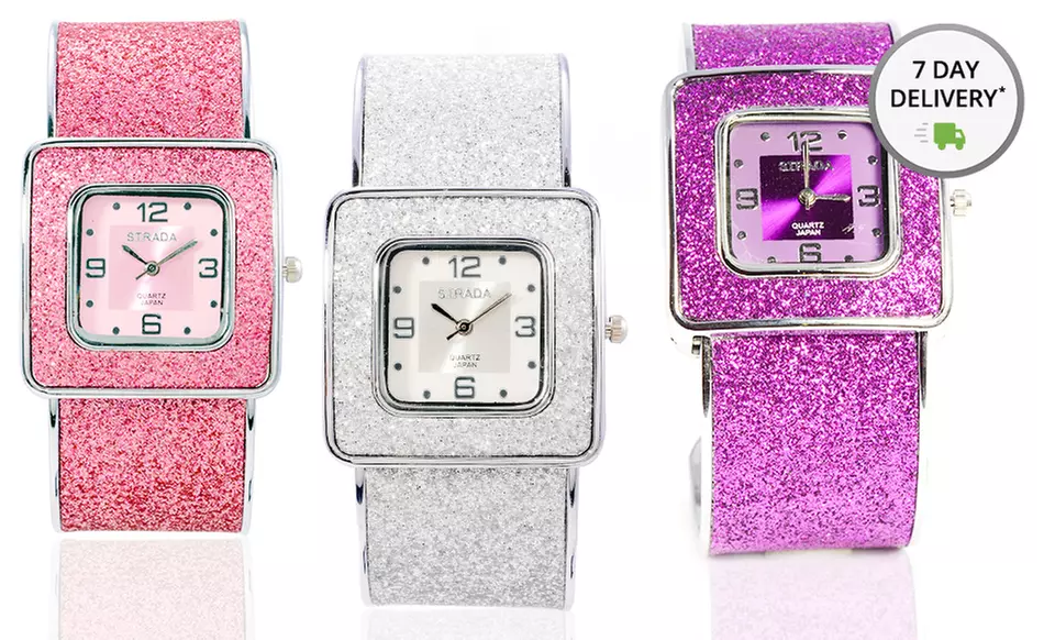 Women's Strada Stardust Sparkle Cuff Watch. Eight Options Available. Free Returns. - Primary Image