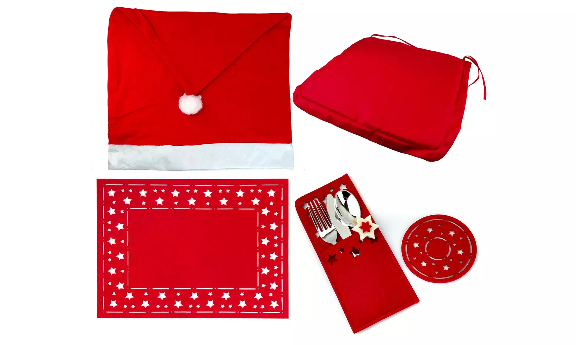 1, 2 ou 4 packs de 7 pièces de décoration de Noël pour chaises de la marque Nataluna - Primary Image