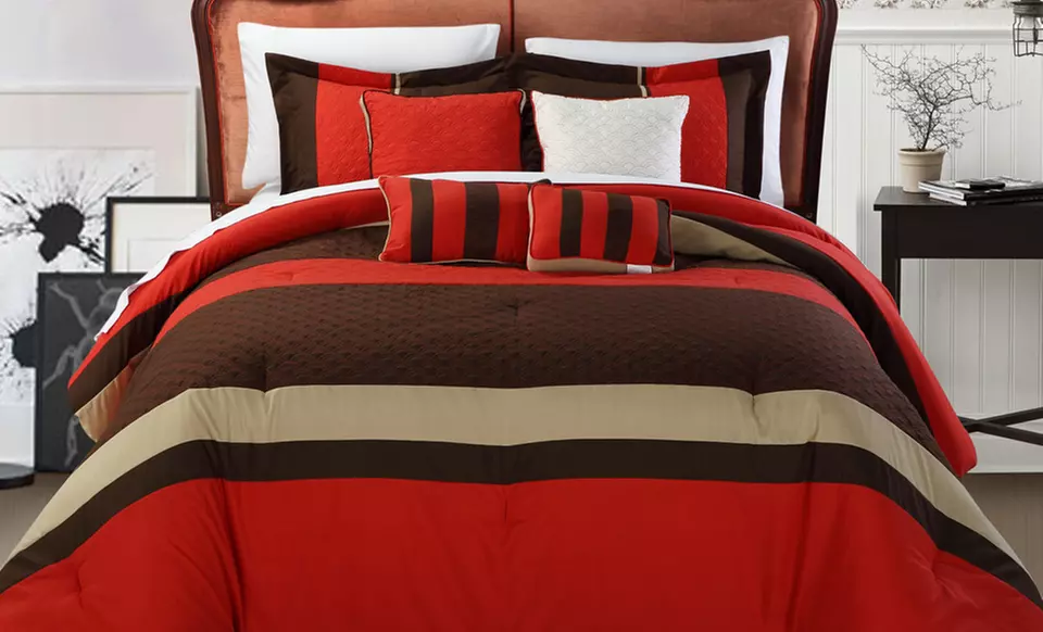 Chic Home Diamante 8-Piece Comforter Set in Black, Brick, Purple, or Yellow. Free Shipping and Returns. - Second Medium