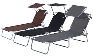 Outsunny Reclining Sun Lounger with Sunshade