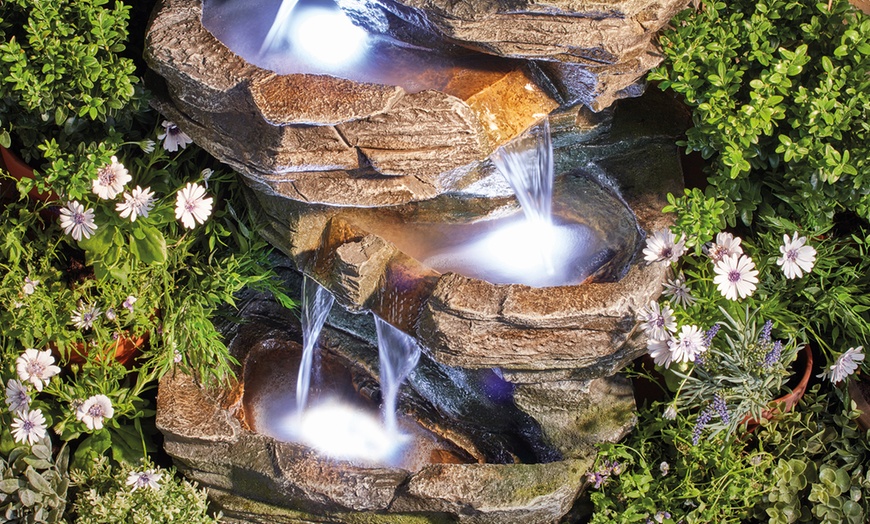 Image 4: Serenity Cascading Rock Pool Water Feature with Light