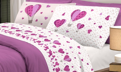 Completo di lenzuola di flanella Mongolfiera, in puro cotone, disponibile in 3 dimensioni e vari colori