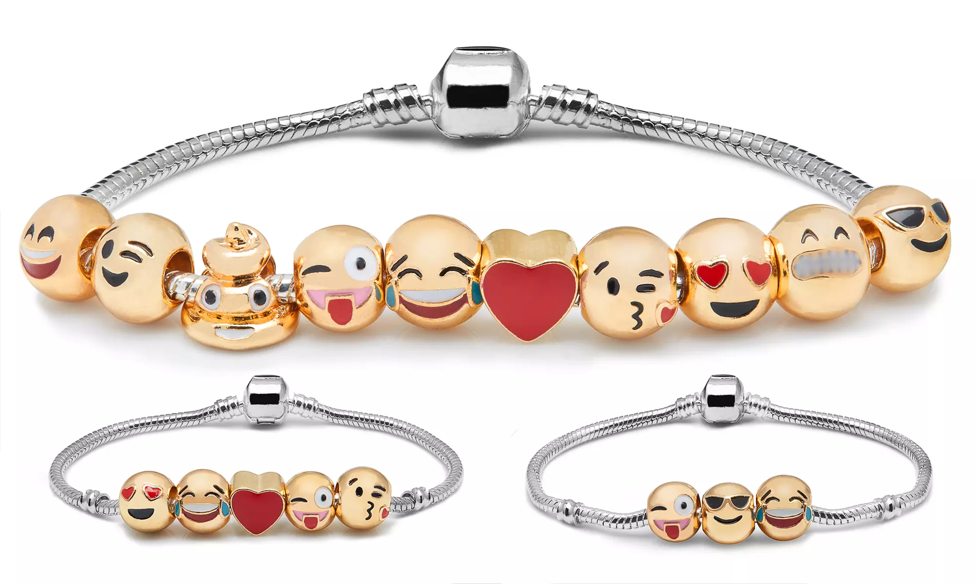 Emoji Charm Bracelet in 18K White Gold Plating - Primary Image