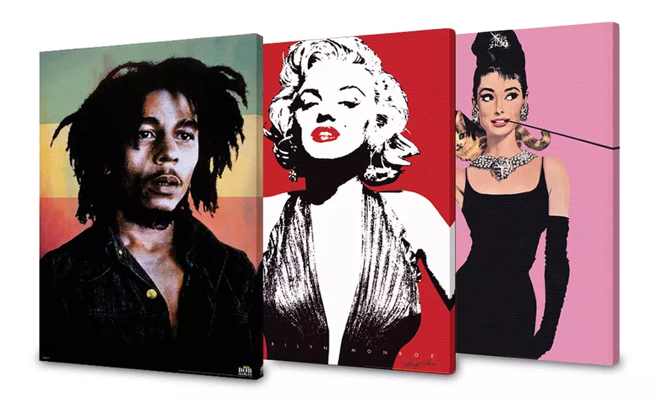 24"x36" Image on Canvas of Marilyn Monroe, Bob Marley, Jimi Hendrix, or Audrey Hepburn. Free Returns. - Primary Image