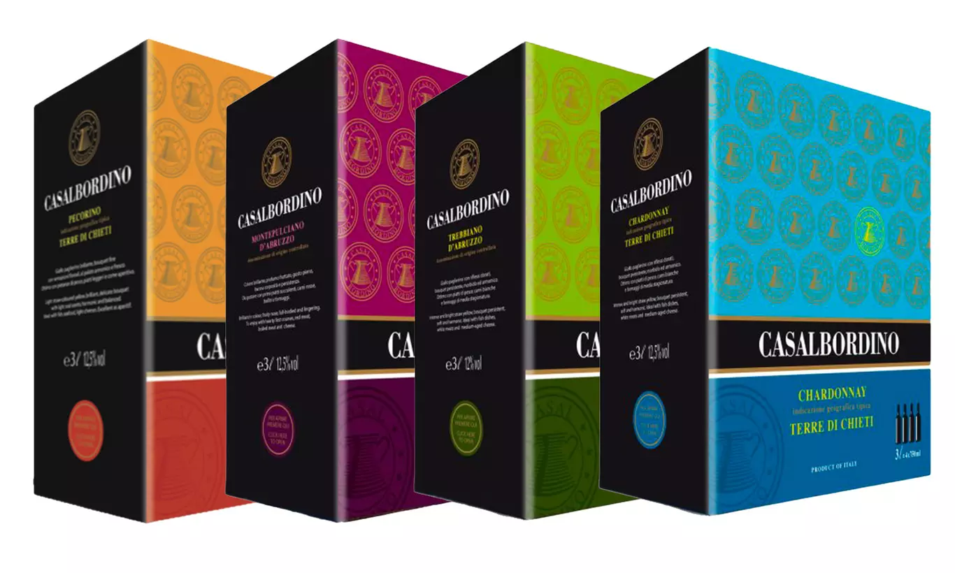 1, 2 o 4 confezioni da 3 o 5 L di vino Cantina Casalbordino