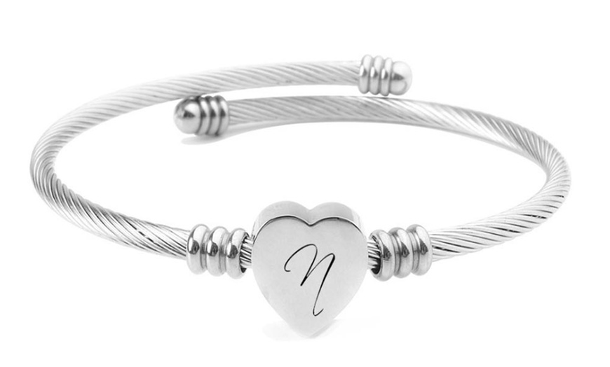 Image 15: Heart Cable Initial Bracelet