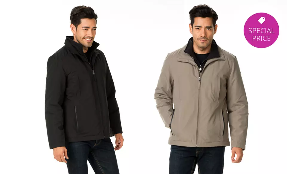 Perry Ellis Men's Microfiber Jacket with Bib Insert in Black or Willow - Primary Image