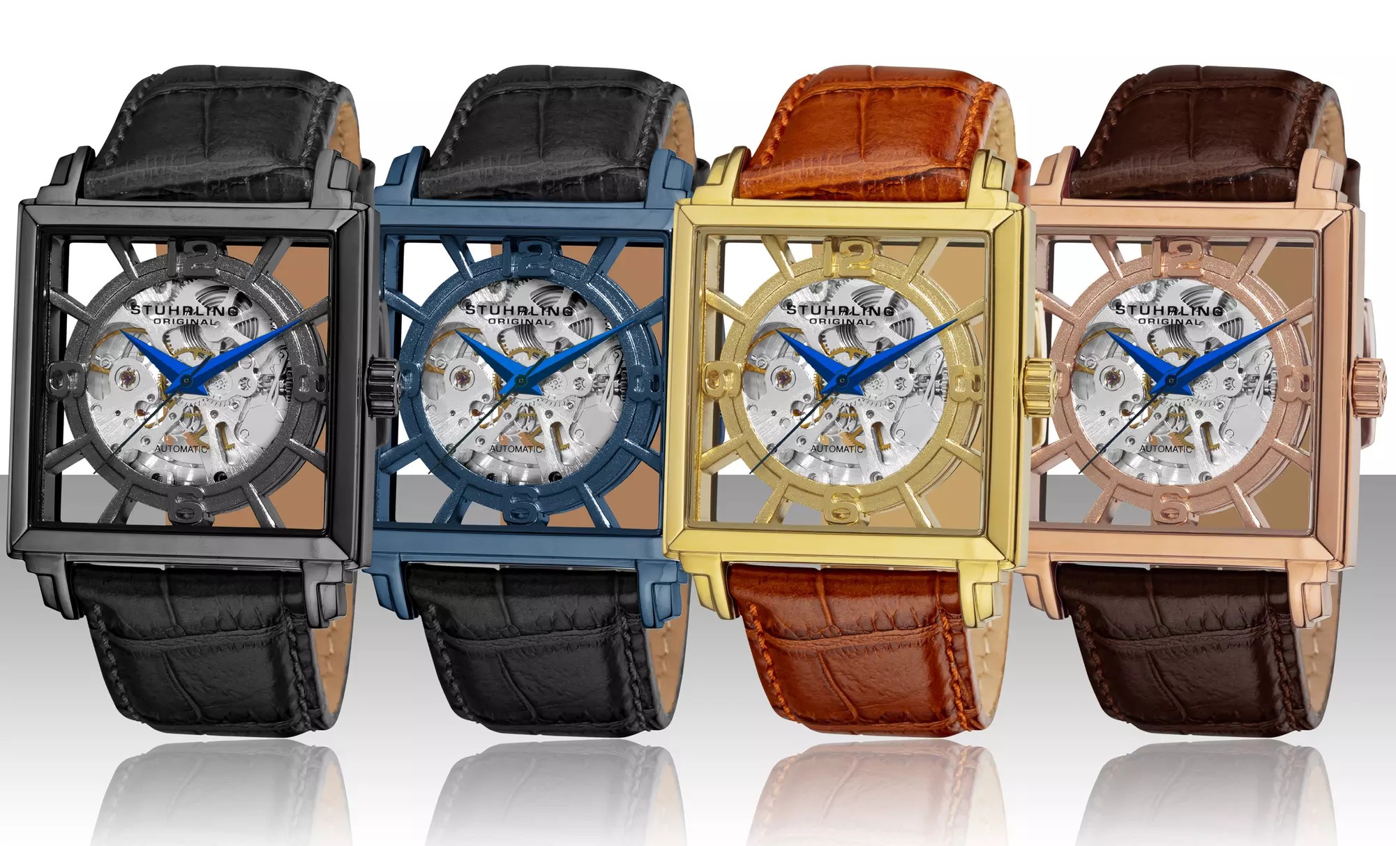 Stührling Men's Square Automatic Skeleton Watch  - Primary Image
