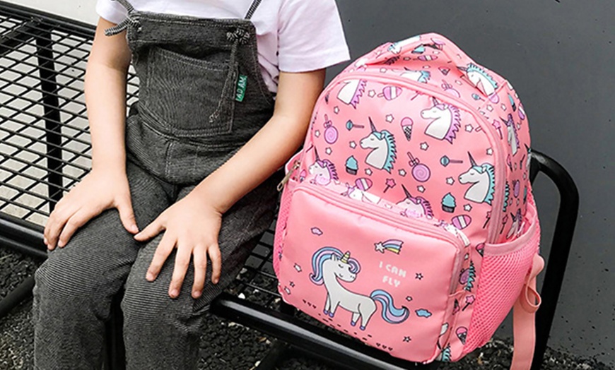 Image 6: Cartoon Unicorn School Backpack for Kids