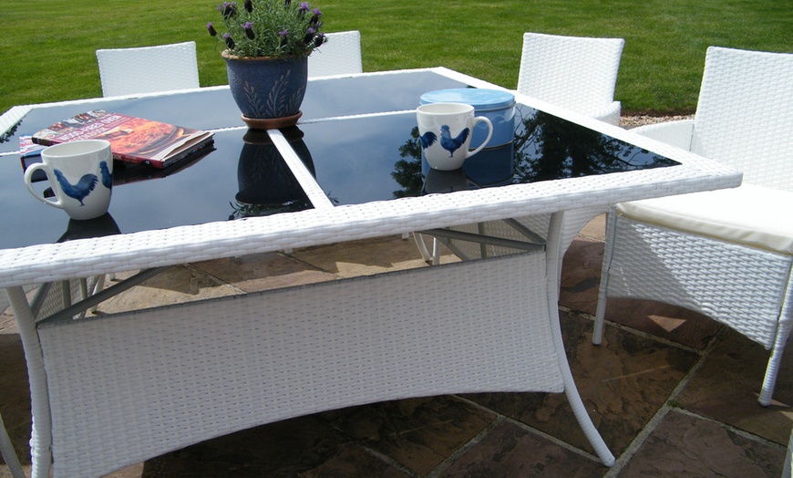 Image 5: Cannes White Rattan Dining Set