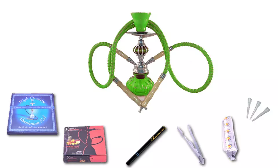 Hookah Town Hookah Starter Gift Set with Single- or Double-Hose Hookah. Multiple Colors Available. - Primary Image