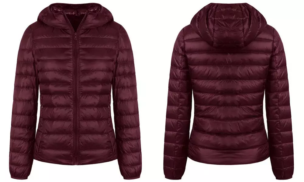 Women's Lightweight Packable Down Jacket with Hood - Second Medium