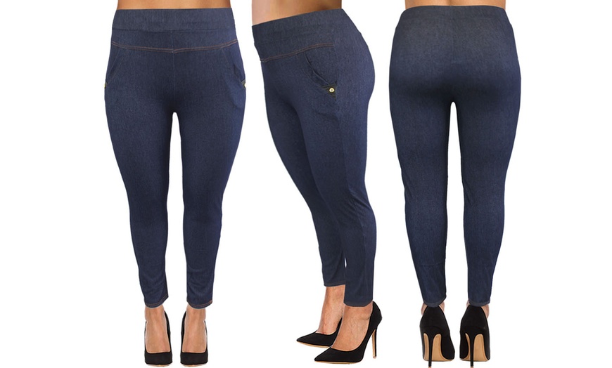 Image 12: Plus Size Denim Jeggings