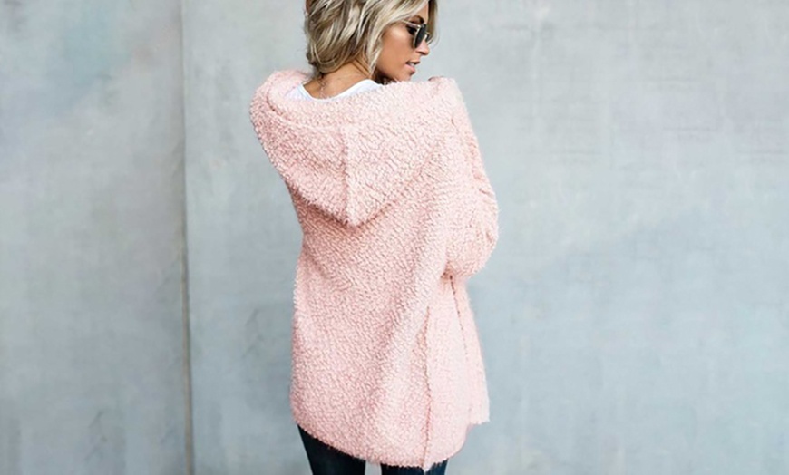 Image 6: Women's Fluffy Hooded Cardigan