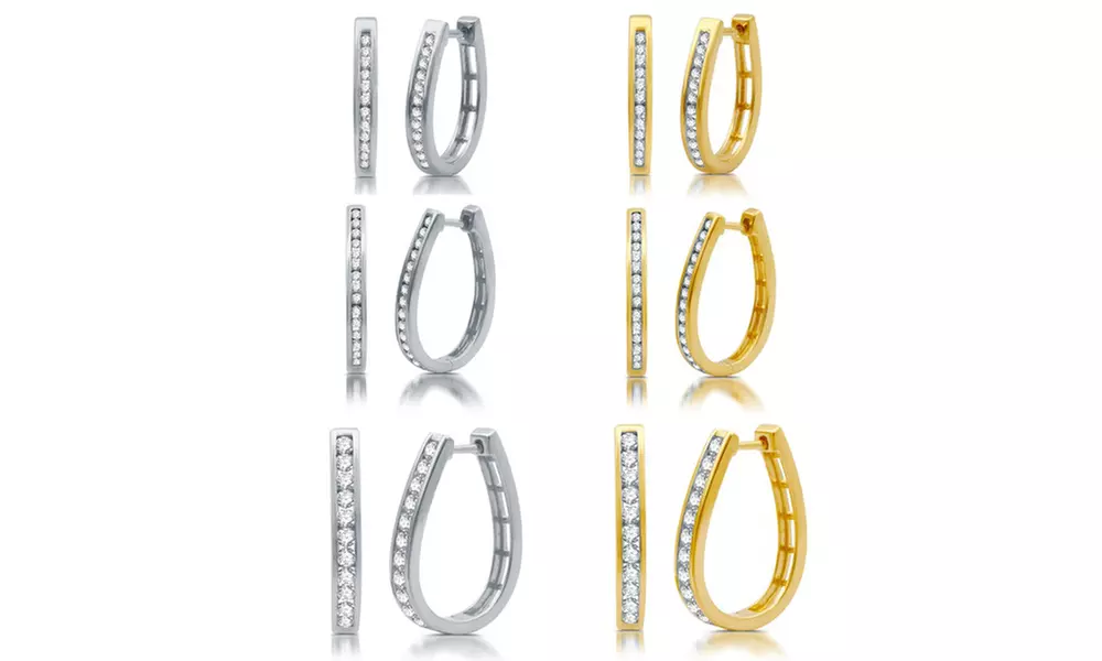 1/4, 1/2, or 1 CTTW Diamond Hoop Earrings in Sterling Silver by DeCarat - Primary Image