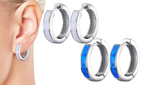 1 o 2 paia di orecchini ad anello Philip Jones Opal Hoop, disponibili in 2 colori