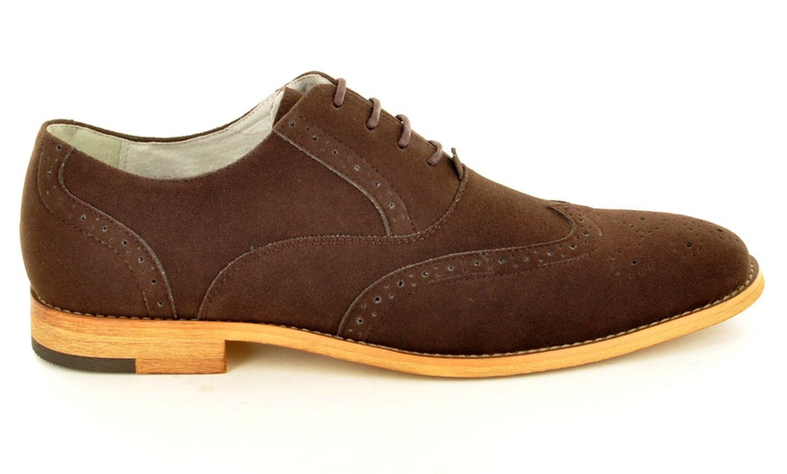 Image 4: Men's Faux Suede Brogue Shoes