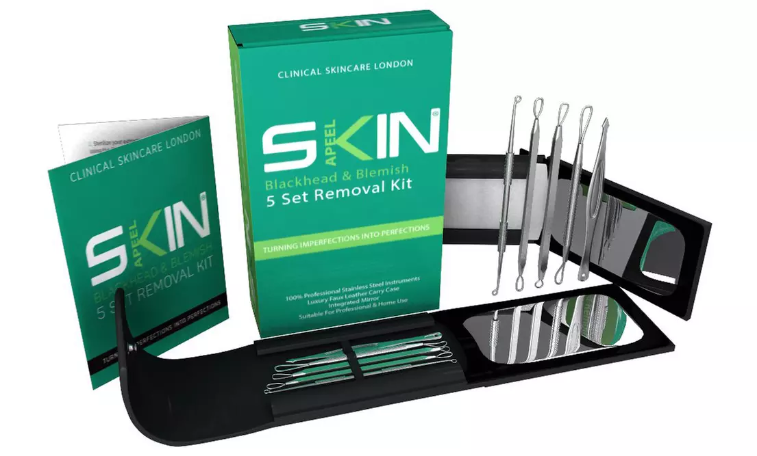 Hasta 3 kits de 5 piezas para la eliminación de puntos negros e imperfecciones con espejo y estuche - Primary Image