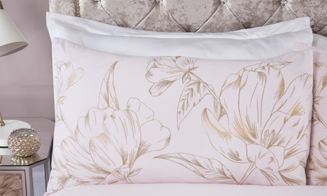Set de funda nórdica floral metálico