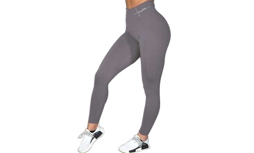 Image 2: Stretchy High-Waist Yoga Pants