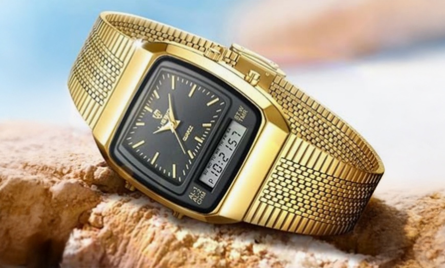 Image 1: Men's Luminous Dual-Display Quartz Watch