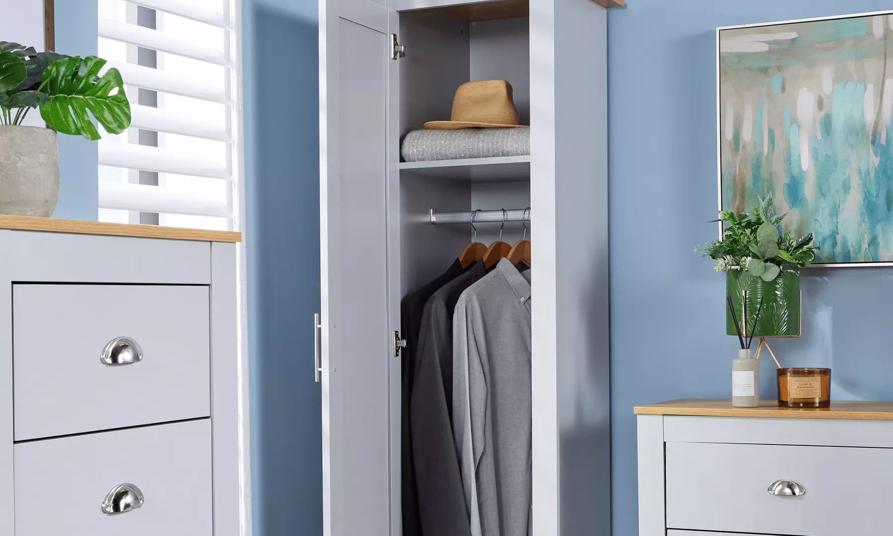 Camden Single Door Bedroom Wardrobe Storage