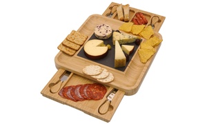 Large Cheese and Charcuterie Board with Four Knives