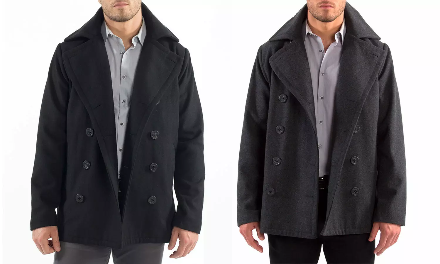Alpine Swiss Men's Mason Classic Wool Blend Double Breasted Pea Coat - Primary Image