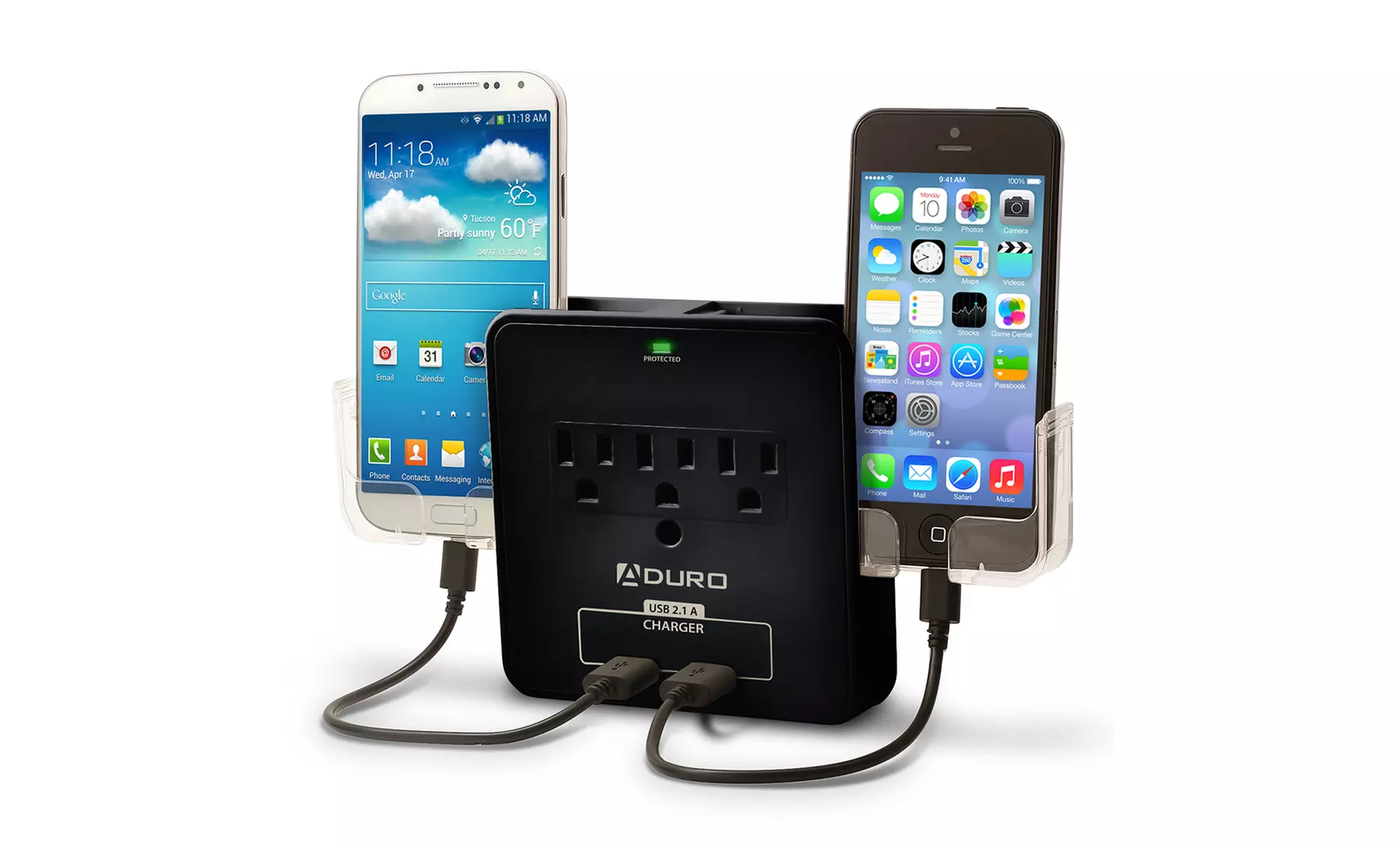 Aduro SURGE Dual USB Charging Station and Surge Protector with Phone Holders - Second Medium