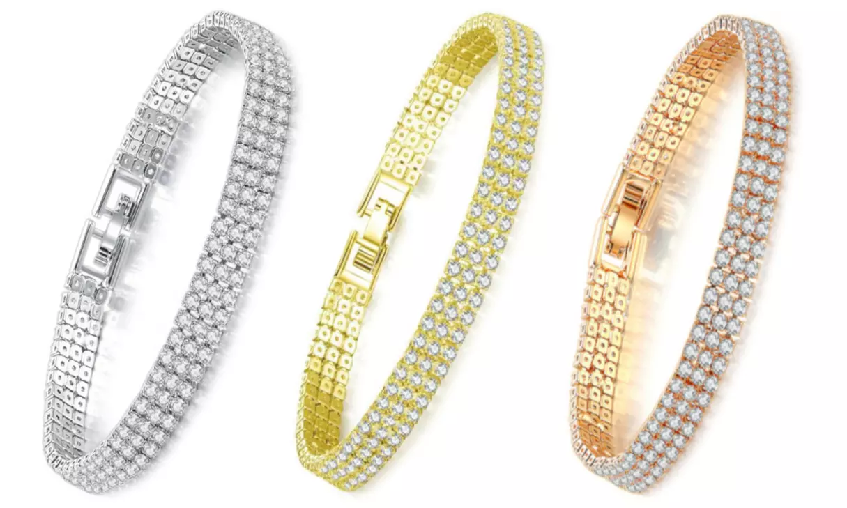 1x, 2x oder 3x dreireihiges Armband mit Swarovski®-Kristallen