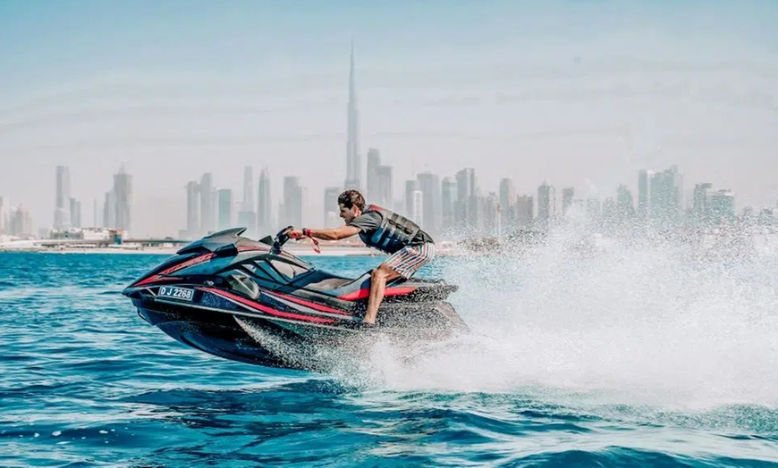 Image 1: 30, 45, 60, or 90 Minute Thrilling Jet Ski Rides in Dubai for 2 People