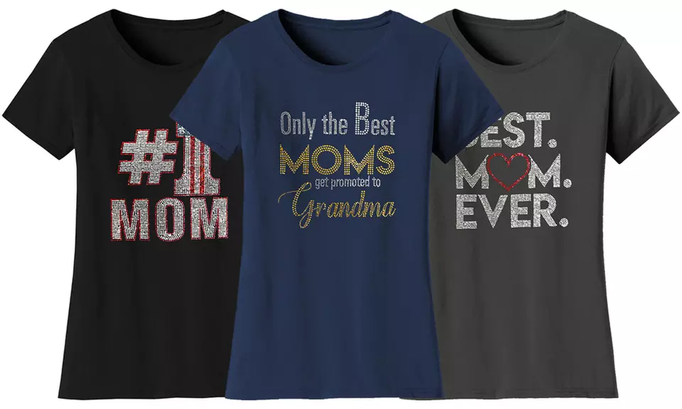 Women's Mother's Day Rhinestone Bling T-Shirts. Plus Sizes Available. - Primary Image