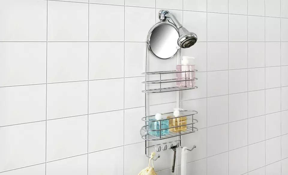 $13.99 for a Vanderbilt Deluxe 2-Tier Shower Caddy with Adjustable Mirror ($54.79 List Price). Free Returns. - Primary Image