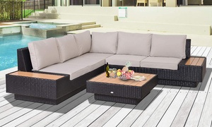  Outsunny Sofa Outdoor Set with Rattan-Effect 