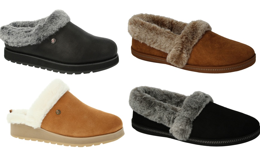 Image 1: Skechers Faux-Fur-Lined Slippers