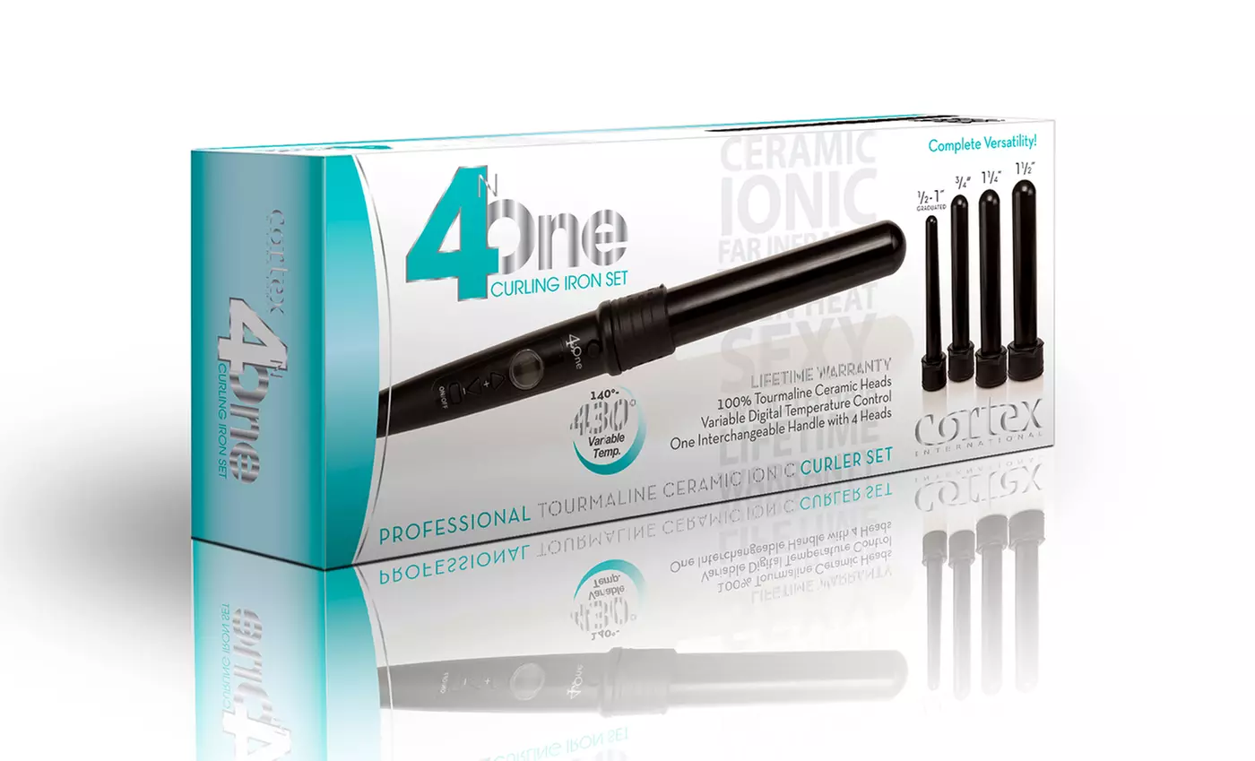 Cortex 4-in-1 Digital Ceramic or Titanium Curling Iron Set - Second Medium