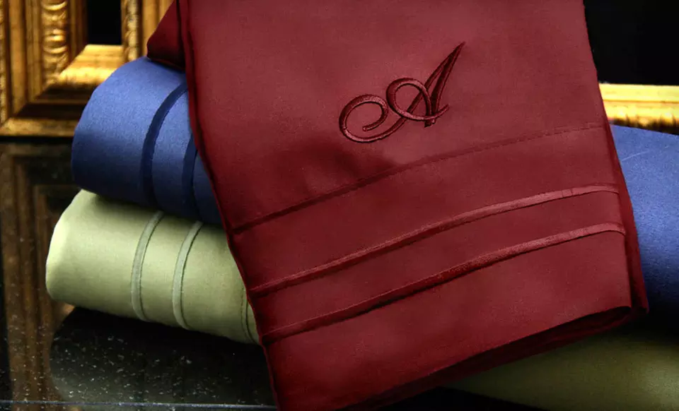 $35 for a Luxor Linens Monogrammed Giovanni Egyptian Comfort Sheet Set (Up to $189 List Price). Free Shipping. - Primary Image