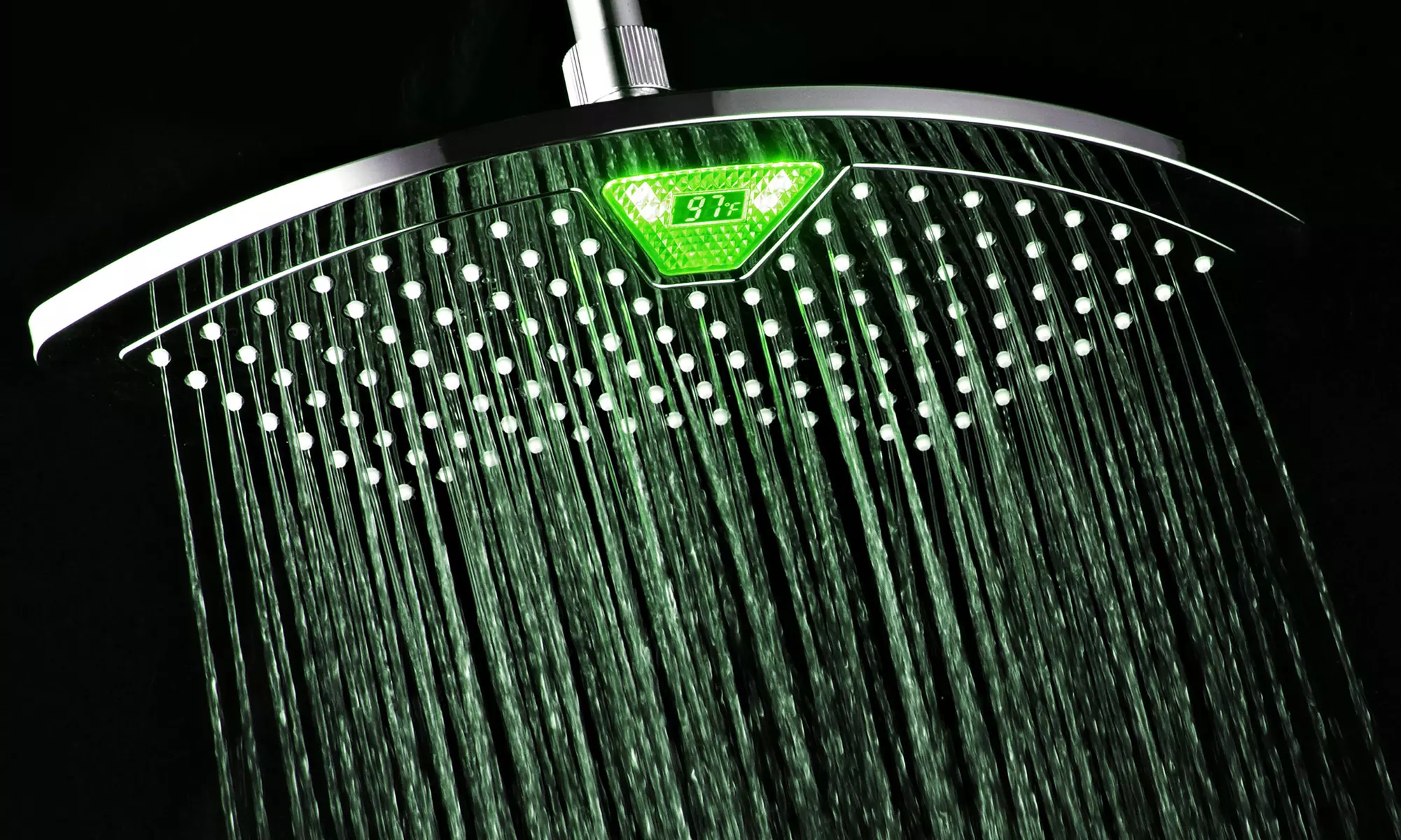 12" Fan Rainfall Showerhead with LED/LCD Display - Primary Image
