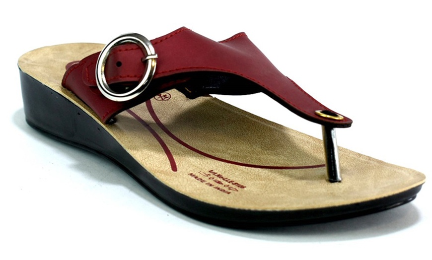 Image 21: Women's Low Wedge Flip Flops