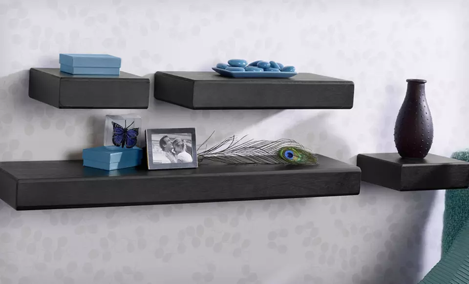 $25.99 for a Melannco Four-Piece Shelving Set in Black or Espresso ($64.47 List Price). Free Shipping and Returns. - Primary Image