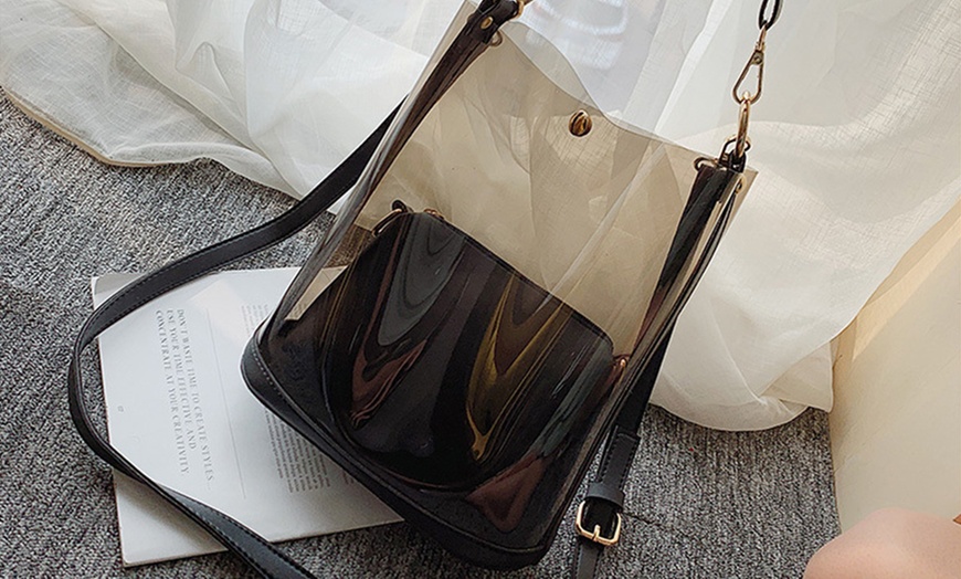 Image 2: Two-in-One Clear Jelly Handbag