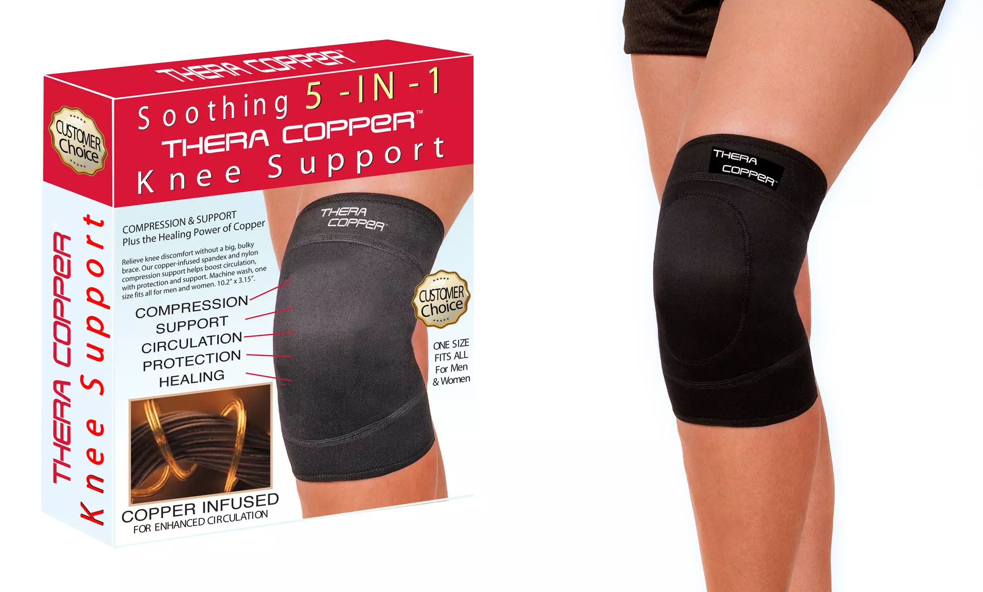 Double-Padded Copper-Infused Therapy Knee Support - Primary Image