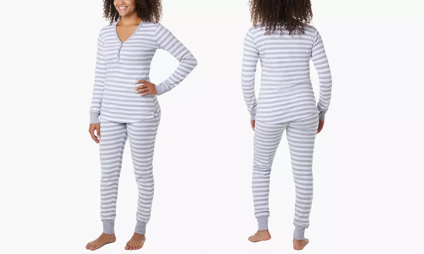 Women's Jersey Henley 100% Cotton Pajama Sleep Set (2-Piece) (Size S) - Image 6