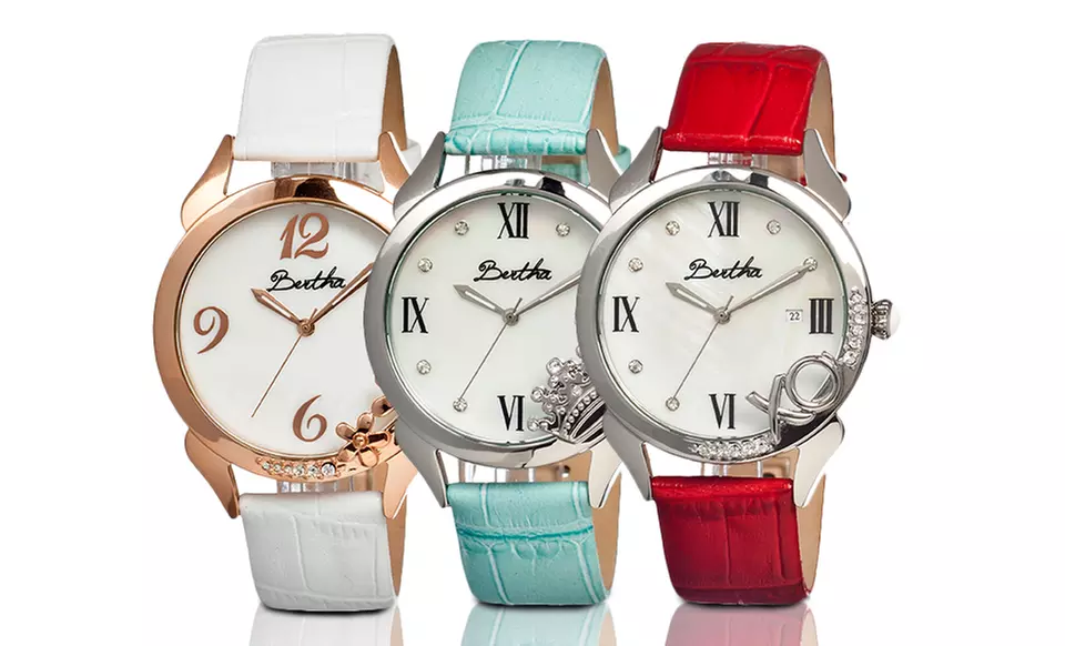 Bertha Women's Bow, Clover, Daisy, Daniella, Queen, Rachel, or XO Watch. Multiple Colors Available. Free Returns. - Primary Image