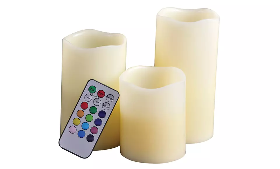 Set of 3 Remote-Controlled LED Flameless Candles - Primary Image