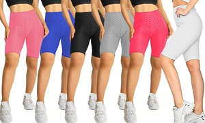 Women's High Waist Honeycomb Textured Shorts