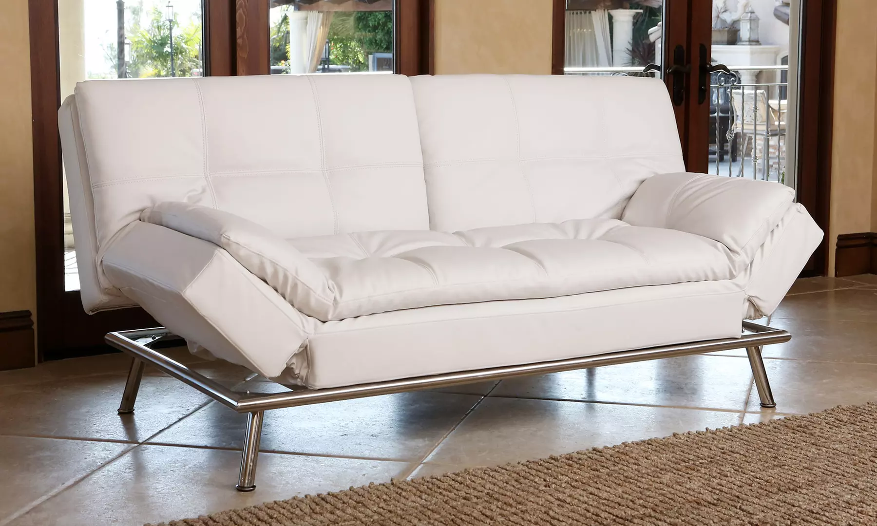 Marquee White Bonded Leather Euro Lounger - Primary Image