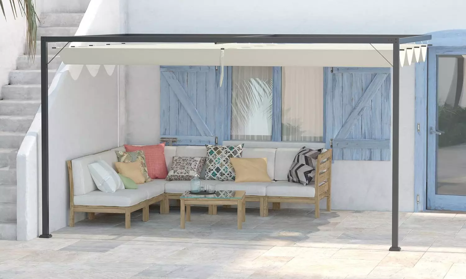 Outsunny Outdoor Pergola Retractable Canopy