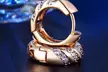 18K Gold CZ Crystal 3-Row Hoop Huggie Earrings - Second Medium
