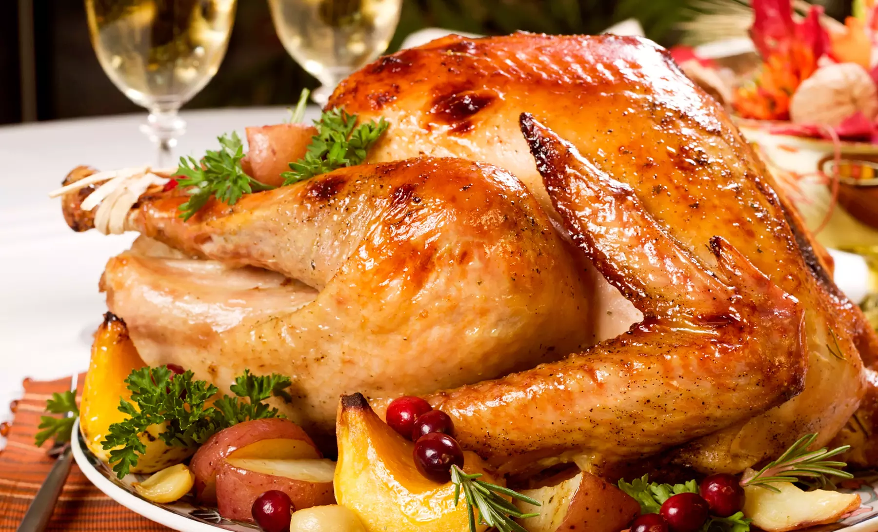 Thanksgiving Turkey Dinner with Green Beans and Gravy  - Primary Image